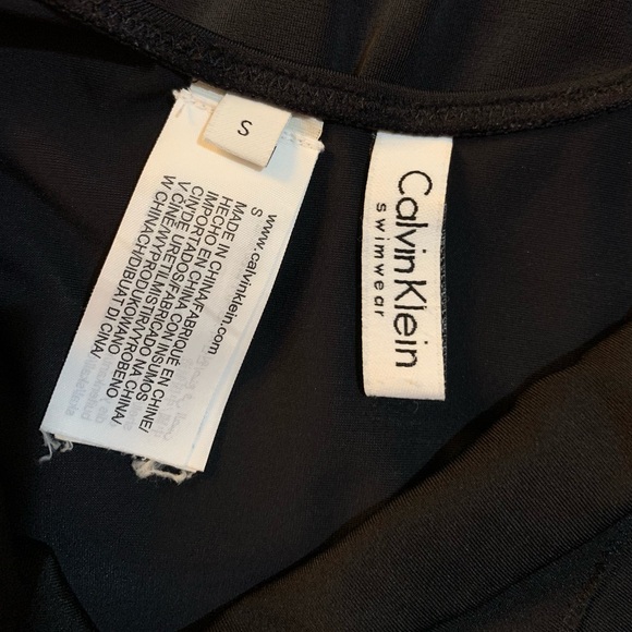 Calvin Klein Intense Black Square Neck Scoop One-Piece Swimsuit Women's Size S - Picture 7 of 8